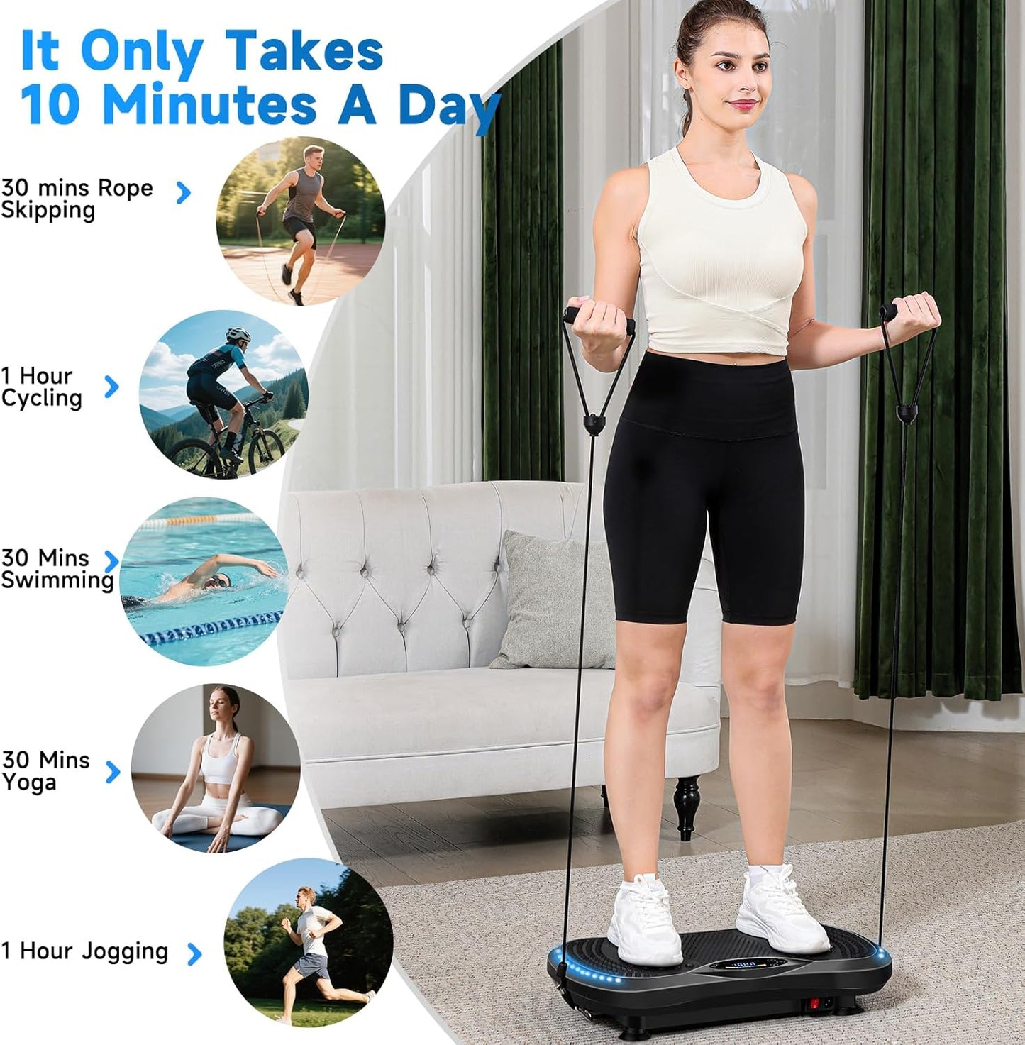 Vibration Plate Exercise Machine - Full-Body Weight Loss & Lymphatic Drainage | 400 Lbs Capacity, 200 Speeds