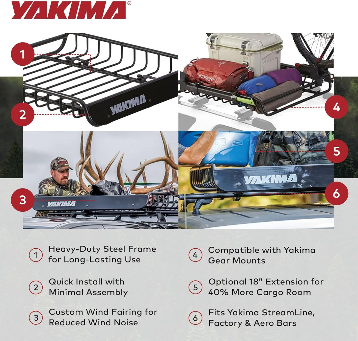 Yakima LoadWarrior Cargo Basket - Medium Heavy-Duty Steel Roof Rack with Universal Mounting Hardware - Black