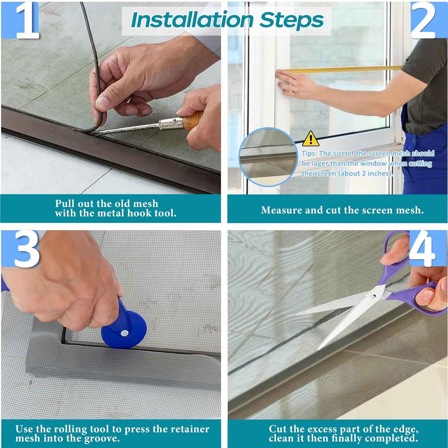 Ailinscn Ultra HD Window Screen – 316 Stainless Steel Durable & High Visibility Screen for Patio, Porch & Pool Areas (36" x84”)