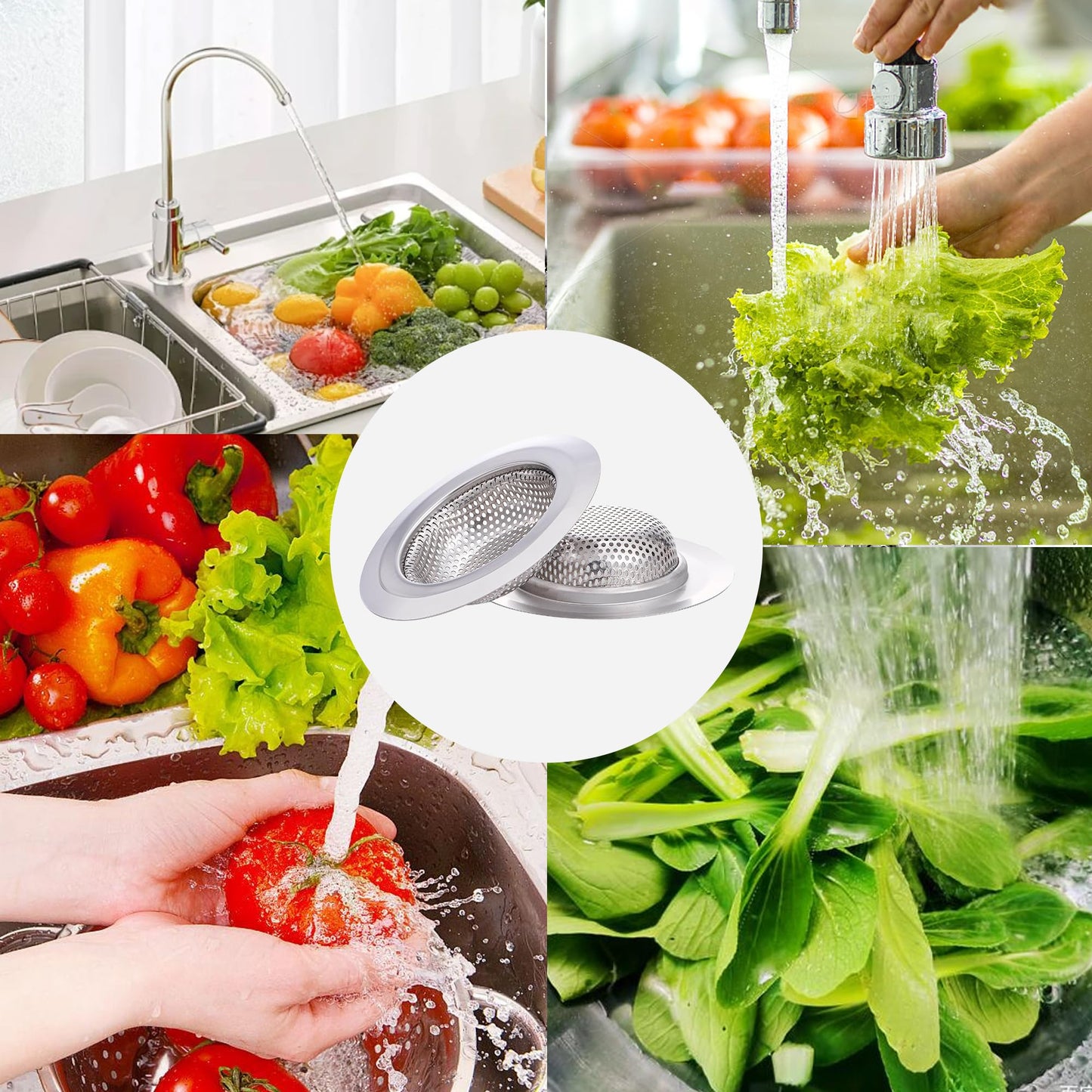 Anviiopu 2Pcs Kitchen Sink Drain Strainer,Stainless Steel Kitchen Sink Strainer,Sink Food Catcher, 4.5" Diameter for Most of Kitchen Sinks,Anti-Clogging,Rust Resistant