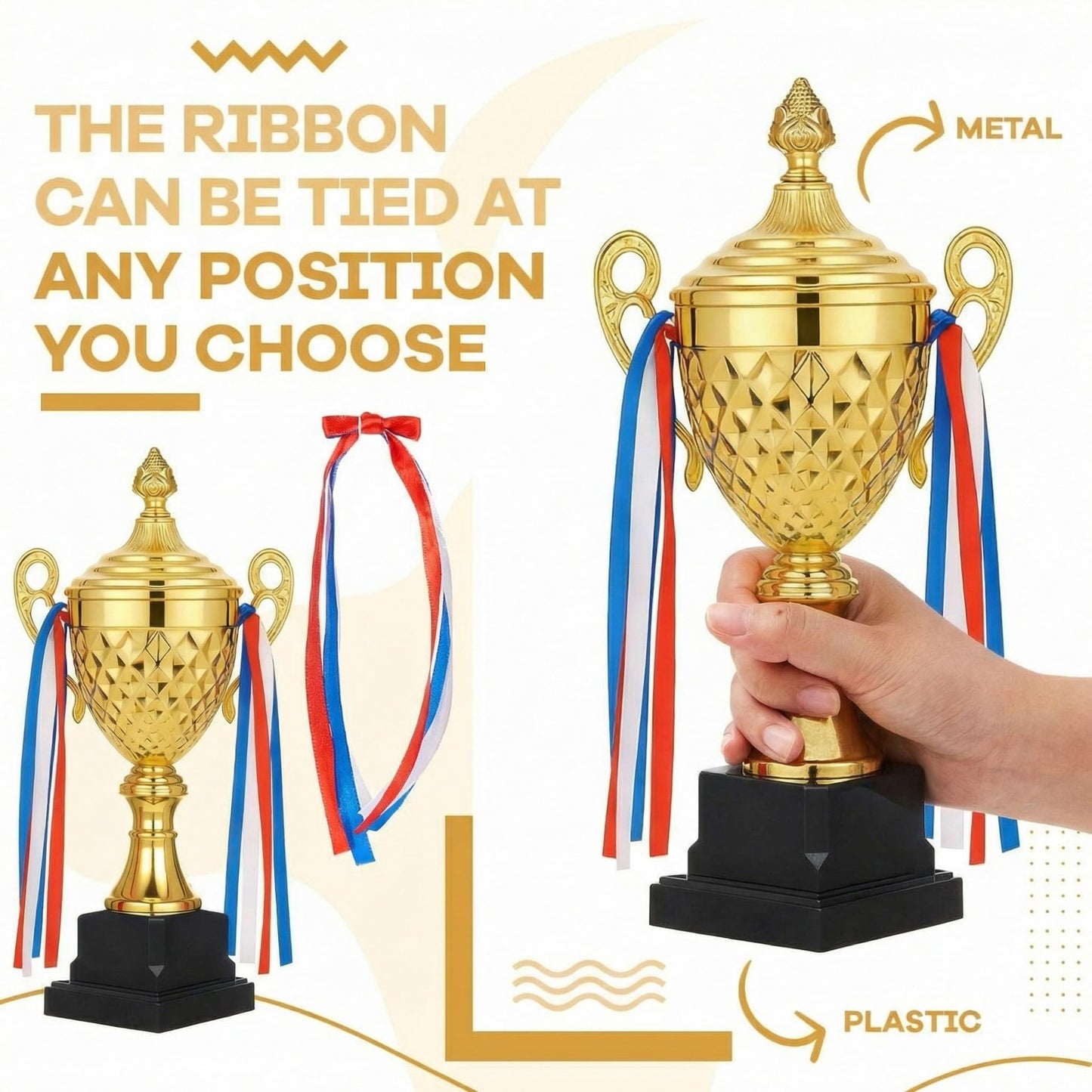 Liliaafar Large Trophy Cup Bulk Gold Trophy Award for Sports Cup Championships Basketball Competitions Tournaments Ceremony Celebration Party Gift(6 Pcs,16 x 7.9 Inch)