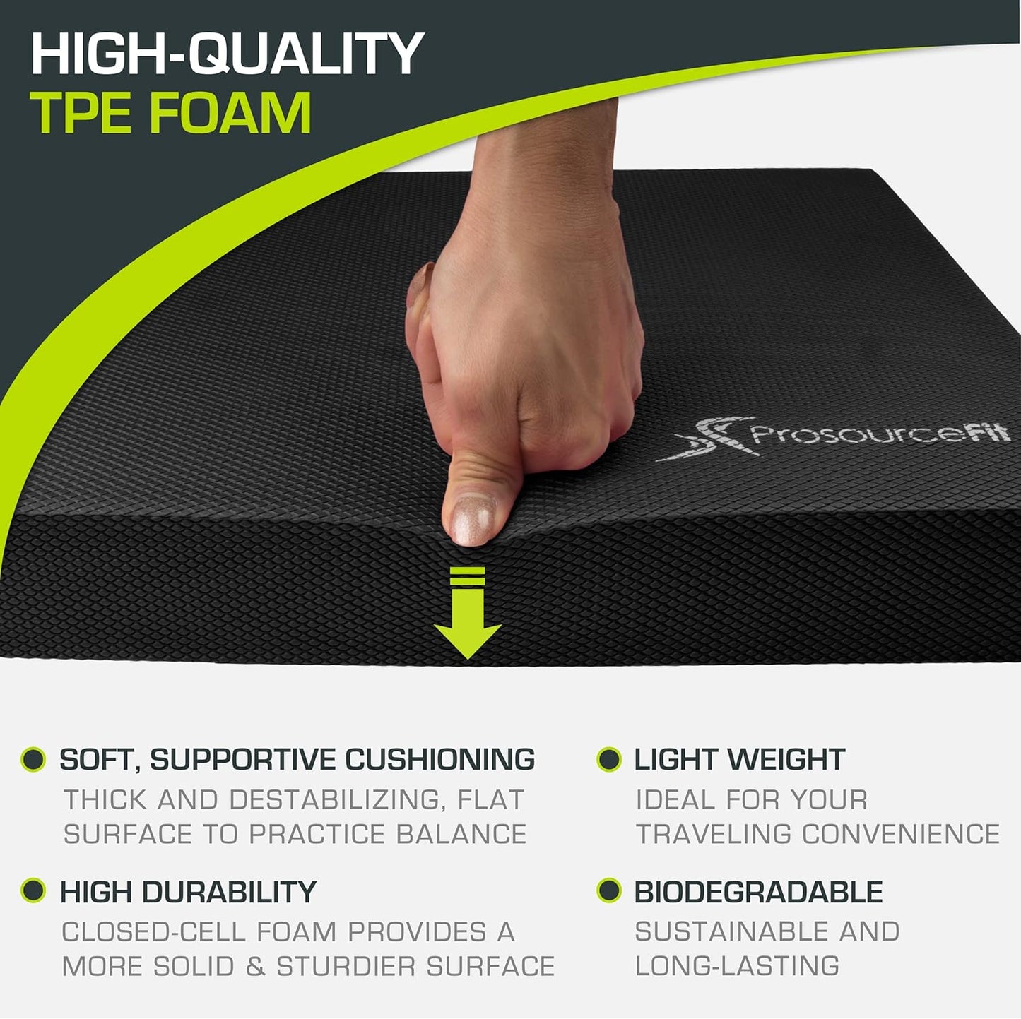 ProsourceFit Balance Pad - Non-Slip Cushioned Foam Mat for Fitness, Yoga & Therapy | Stability Training
