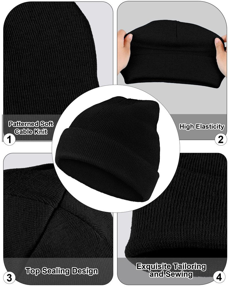Jecery 50 Pack Winter Beanies Hats Bulk for Homeless Unisex Cold Weather Stretch Caps Warm Knitted Cuffed Hats for Women Men(Mixed Colors)
