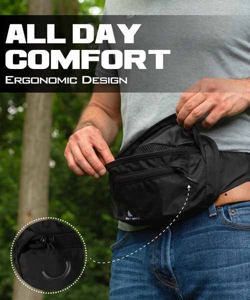 Lone Trail Subcompact Concealed Carry Fanny Pack for Men | Adjustable ccw fanny pack for Men Hiking and Travel, Quick Access to Back Pockets- Tactical Waist Packs w/Fully Adjustable Main & Extra Strap