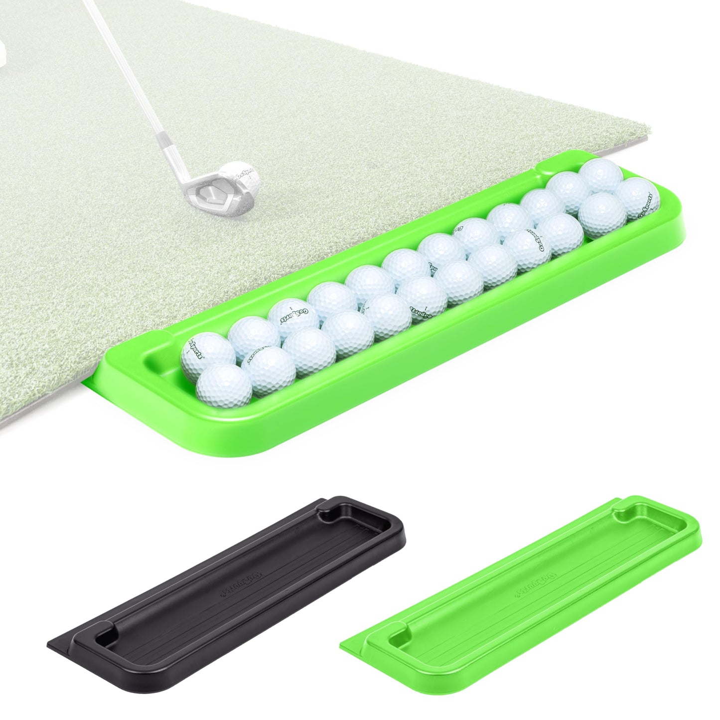 GoSports All-Weather Golf Ball Tray - 24 Ball Capacity - Compatible with All Hitting Mats - Green