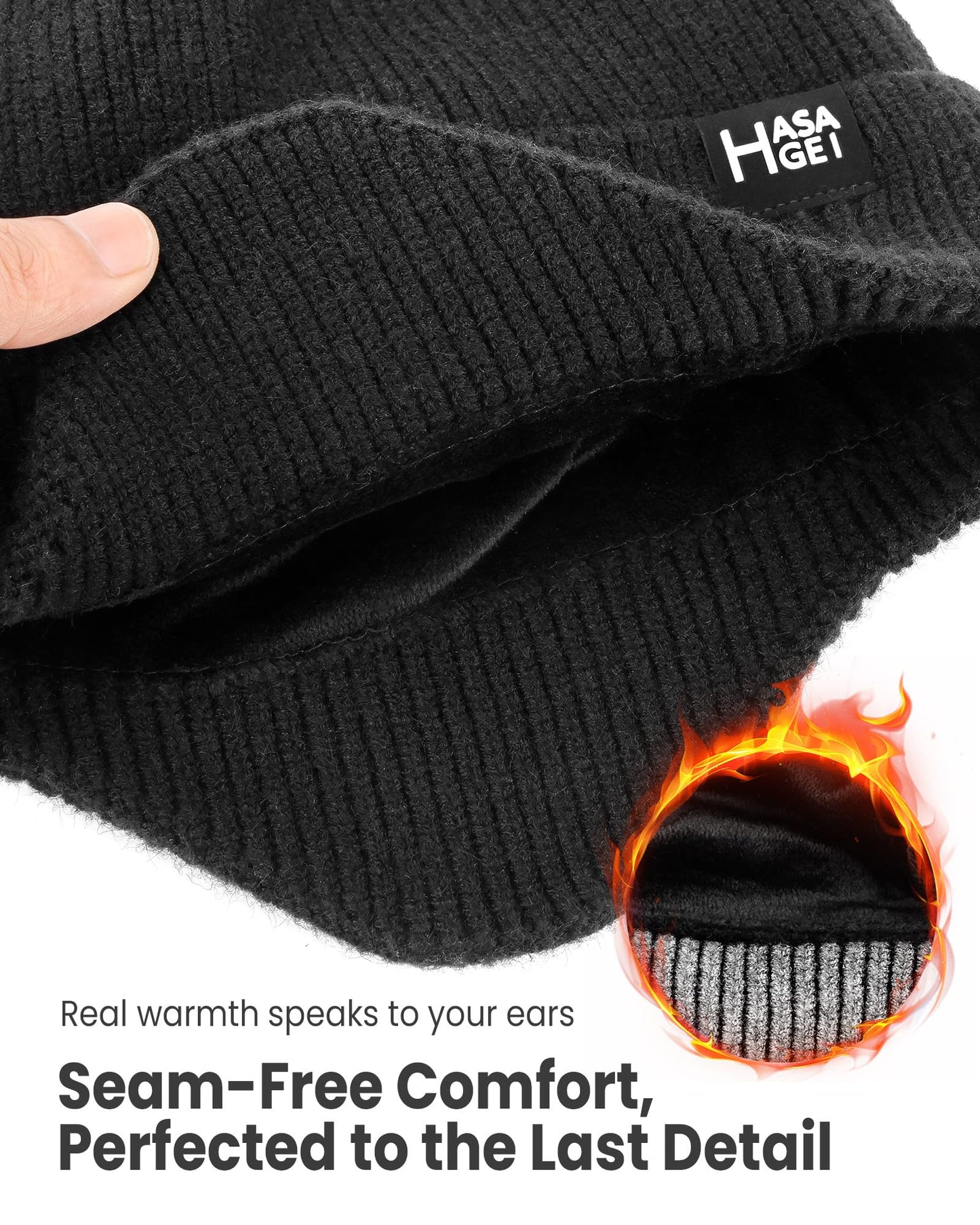 HASAGEI Ear Protection Beanie Hats for Men & Women - Warm Winter Knit Hats for Outdoor Hiking, Skiing, Running, Dog Walking