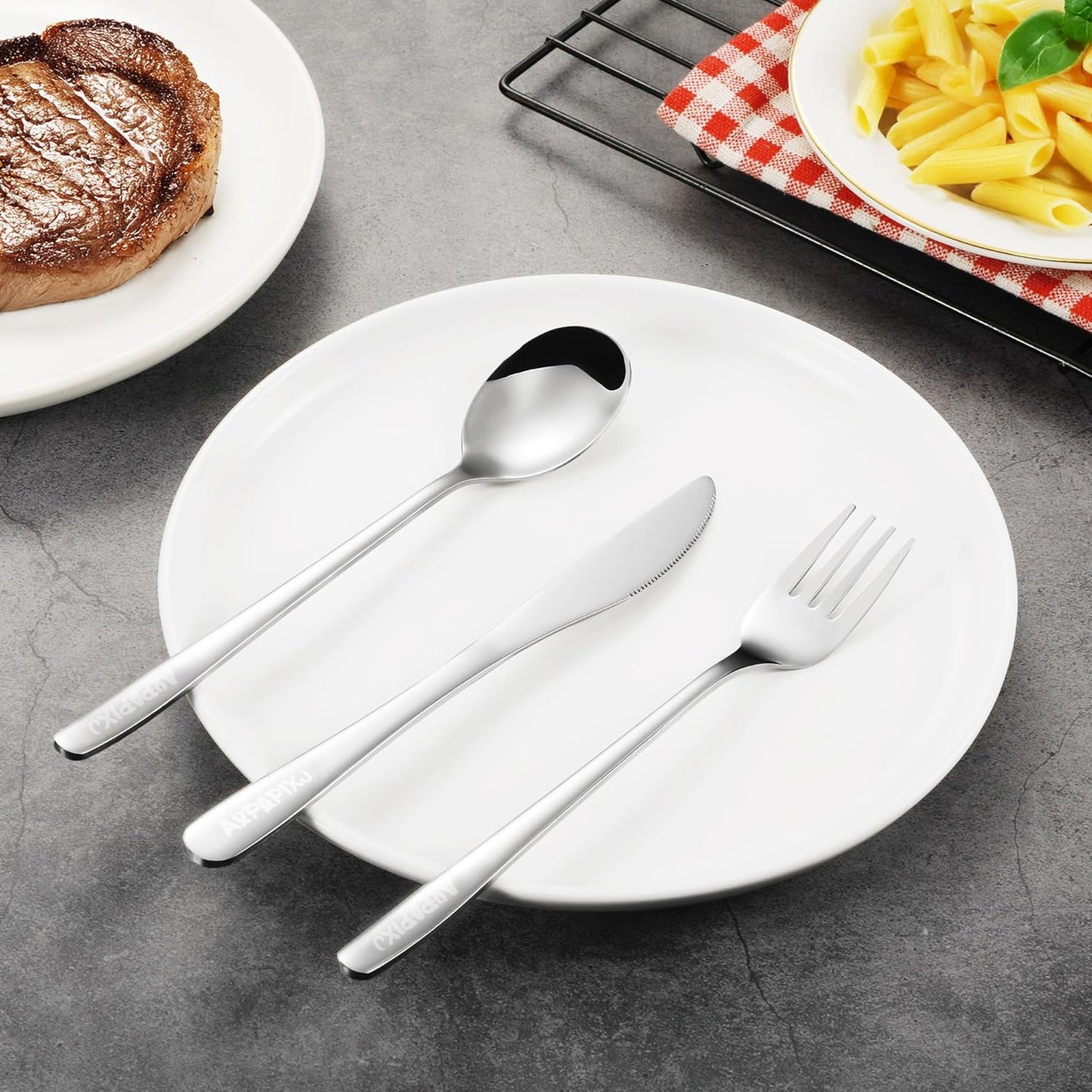 Skiennix Reusable Stainless Steel Utensils Set - Portable Travel Flatware Kit with Case & Phone Stand