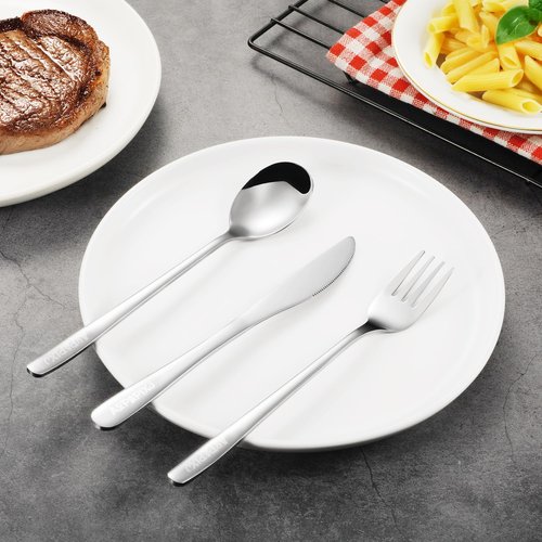 18/8 Stainless Steel Reusable Portable Utensils Set with Case & Phone Stand - Travel Flatware Kit for Office, Camping, Picnic, Outdoor Activities