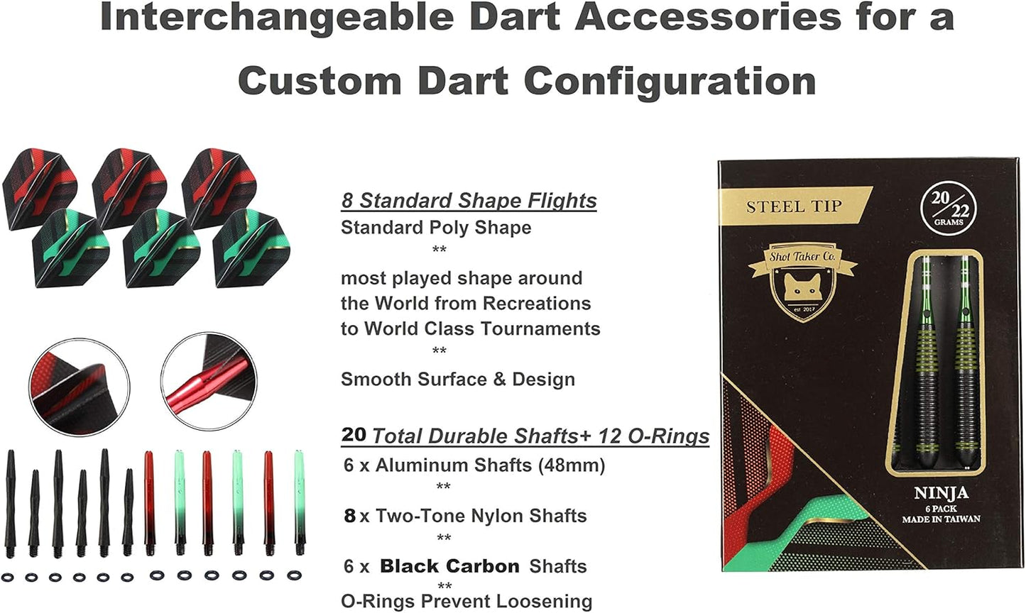 Skiennix 6pc Steel Tip Darts Set - Professional Quality Darts with Accessories for Dartboard