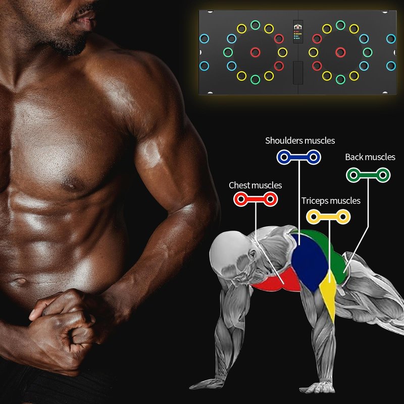 Push Up Board Exercise & Fitness Portable Foldable Strength Training Pushup Stands Home Workout Equipment Multi-Functional Fitness Floor Chest Muscle Exercise for Man and Women