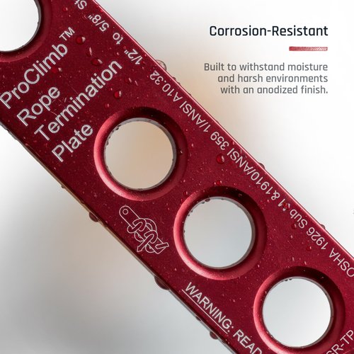 ProClimb 22 kN Rope Termination Plate – Aluminum Rigging Plate for 5/8"–3/4" Kernmantle Rope – Anchor Plate for Vertical Lifeline and Fall Protection