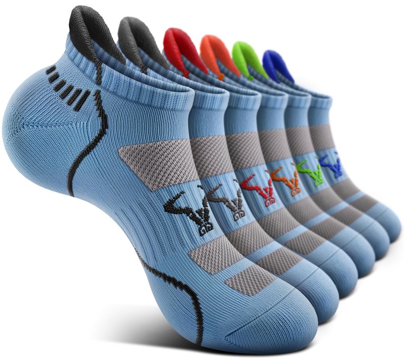 BULLIANT Men Running Socks 6Pairs-Ankle Athletic Socks Wicking Cushioned for Men Walking-Arch Compression Support(6Pairs,Shoes Size:Men 10-12)