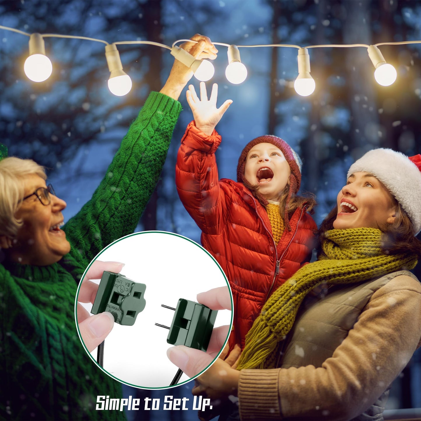 Fovths 12 Pieces Christmas Male and Female SPT-2 Vampire Plugs Light Slip Zip Plug Green Gilbert Plugs Electrical Light End Plug for Xmas Holiday Outdoor Indoor Lighting, 6 Female+6 Male