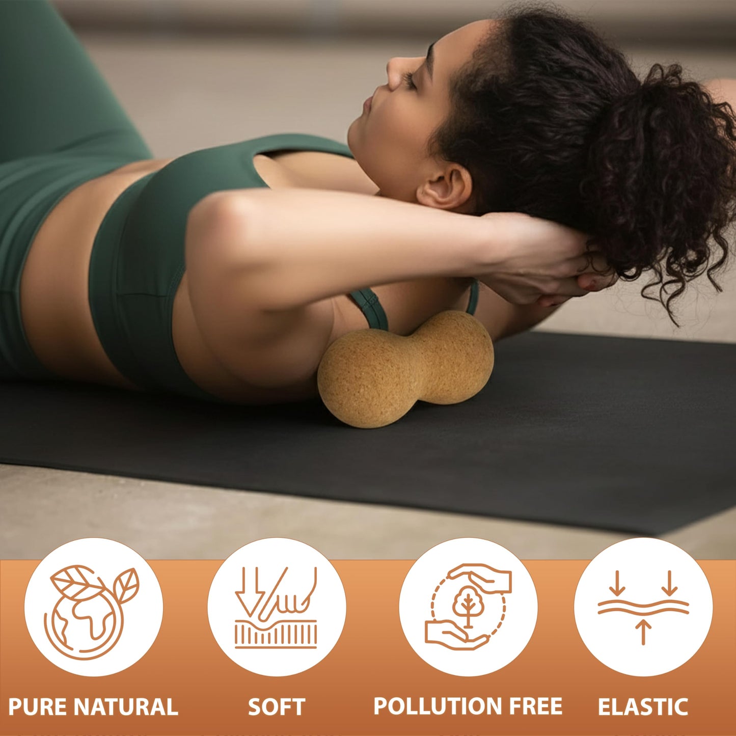 TUNZBI 2 in 1 Premium Cork Balance Board with Peanut Massage Ball, Foot Strengthener Kit for Stability Training, Natural Cork Foot Balance Trainer, Non Slip Surface for Home Gym Travel Workout, Exercise Equipment