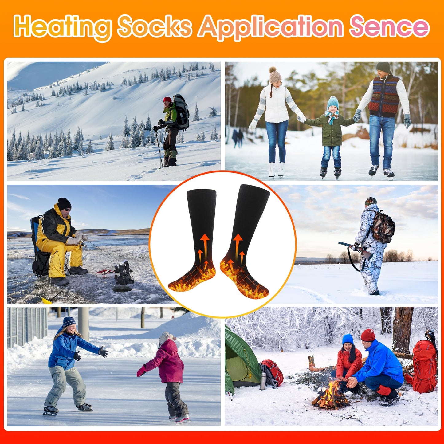 Heated Socks for Teenagers Youth, 4000mAh Battery Heated Socks, Rechargeable Electric Foot Warmers, Machine Washable, Thermal Socks for Cold Weather, Skiing, Hiking, Camping, Fishing, Cycling