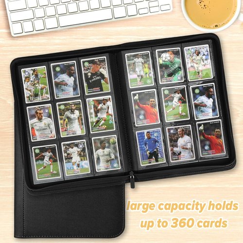 GERMUN Trading Card Binder - Premium 9 Pocket Holder for 360 Cards | Double-Sided Album (Black)