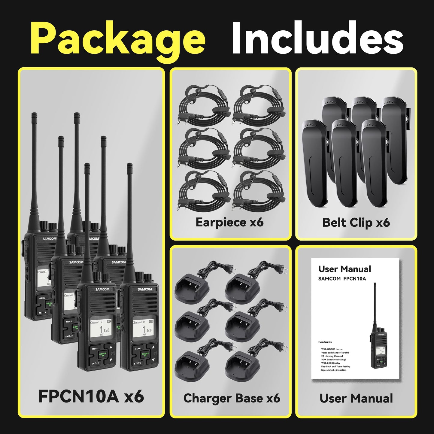 SAMCOM FPCN10A Radio Walkie Talkies Long Range for Adult for Business