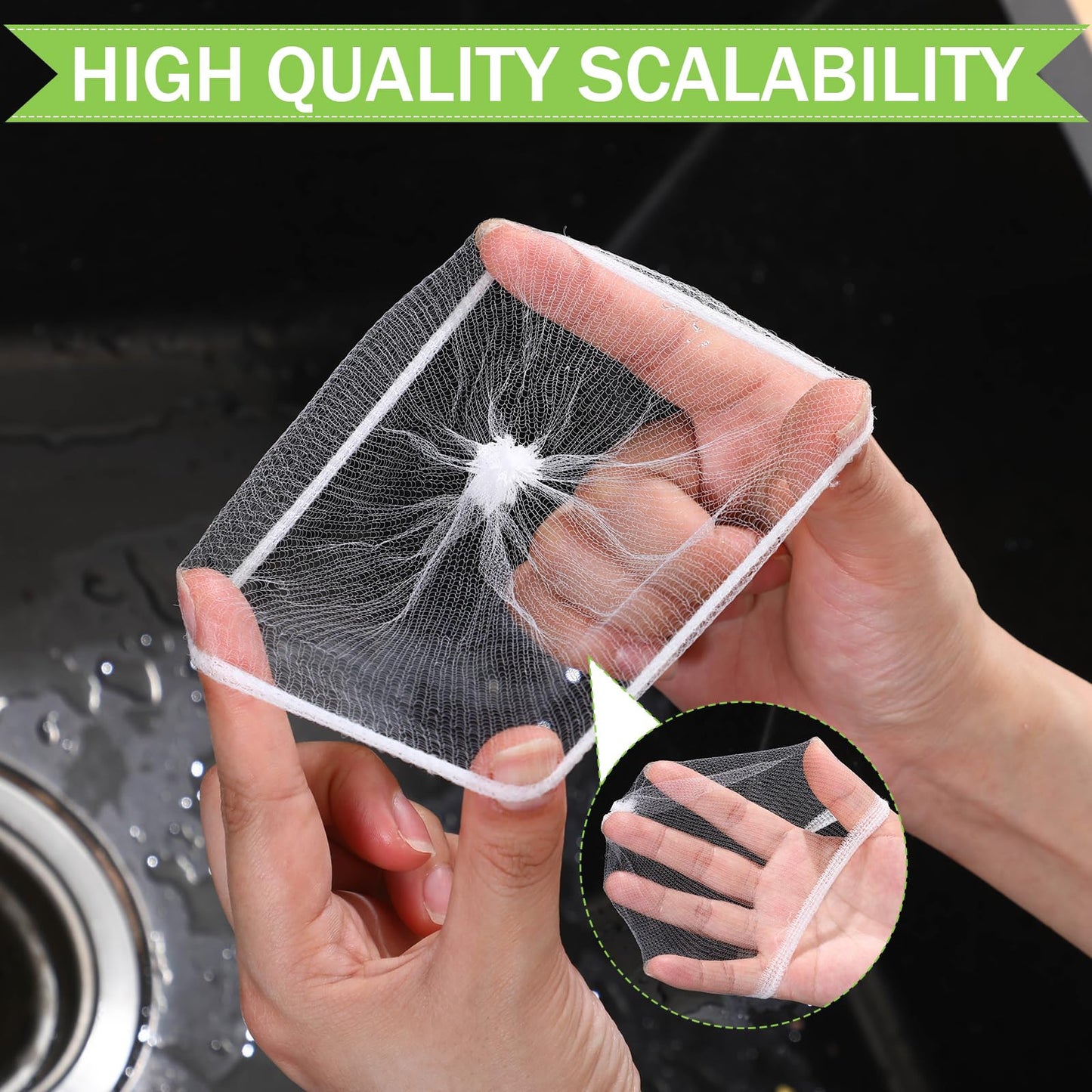 Maxdot 500 Pcs Disposable Mesh Sink Strainer Bags, Elastic Kitchen Sink Strainer Mesh Bag Anti Clogging, for Collecting Kitchen Food Waste