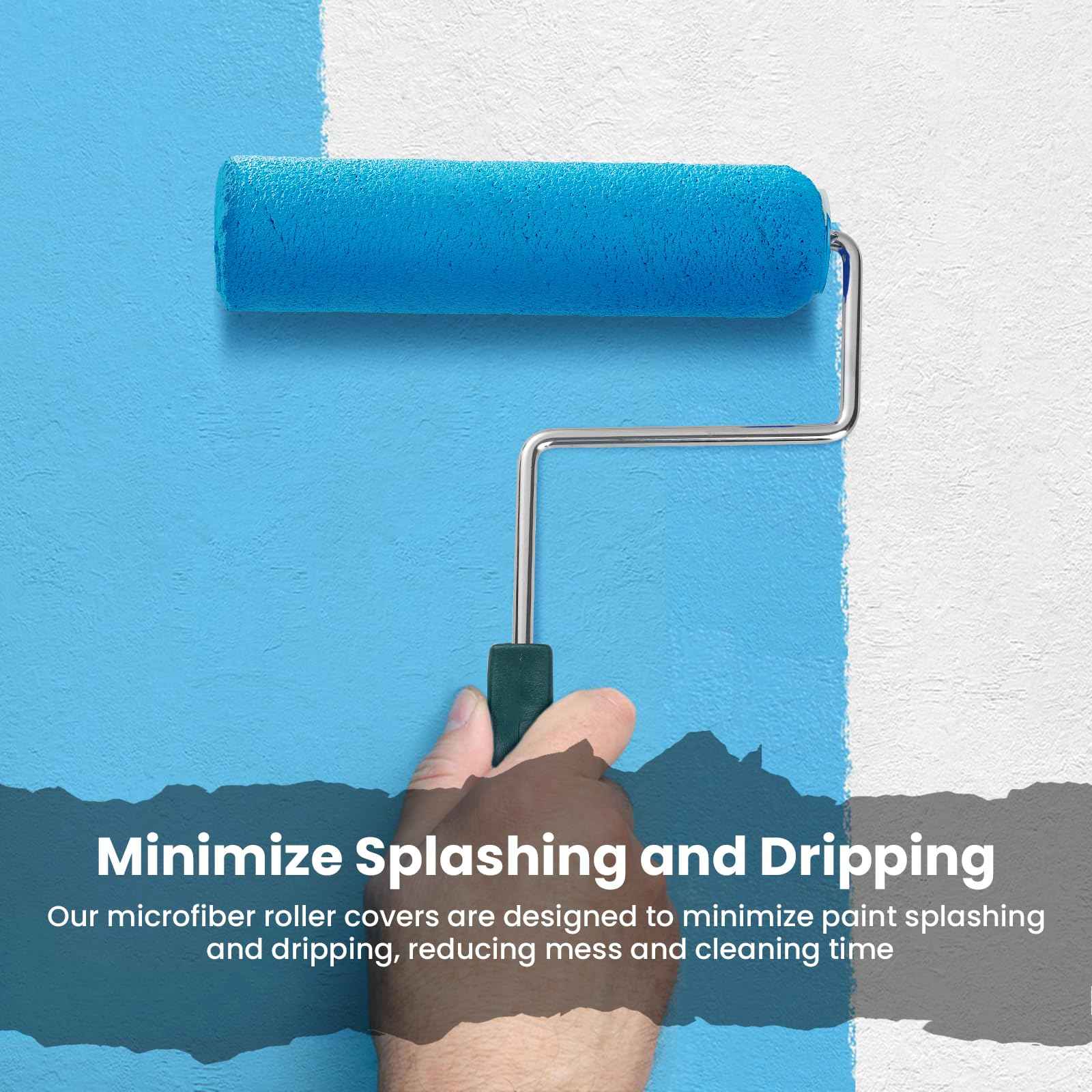 YiBaiBrush Paint Roller Covers, 12 Pack, 9 Inch Microfiber Paint Roller, 3/8" Nap Covers for Paint Roller Frame, Rollers for Painting, House Painting Supplies for Painting Walls