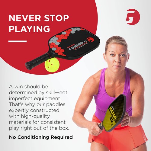 Gamma Sports 2.0 Pickleball Paddles: Mens and Womens Textured Fiberglass Face Pickle-Ball Racquet - Indoor and Outdoor Racket: Fusion Red, ~8 oz