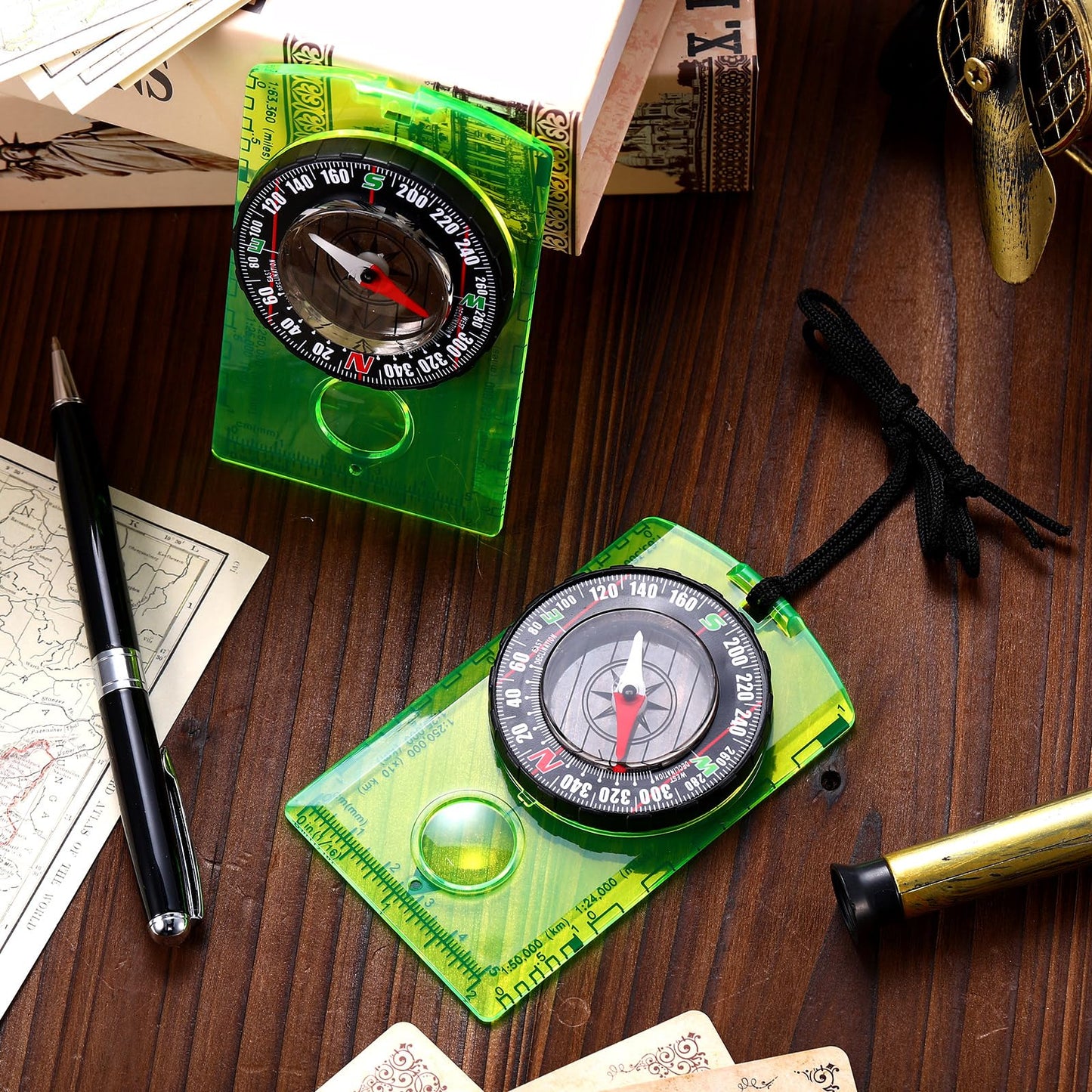 Geiserailie 20 Pcs Acrylic Orienteering Compass Hiking Backpacking Map Reading Compass for Navigation and Survival Outdoor Exploring