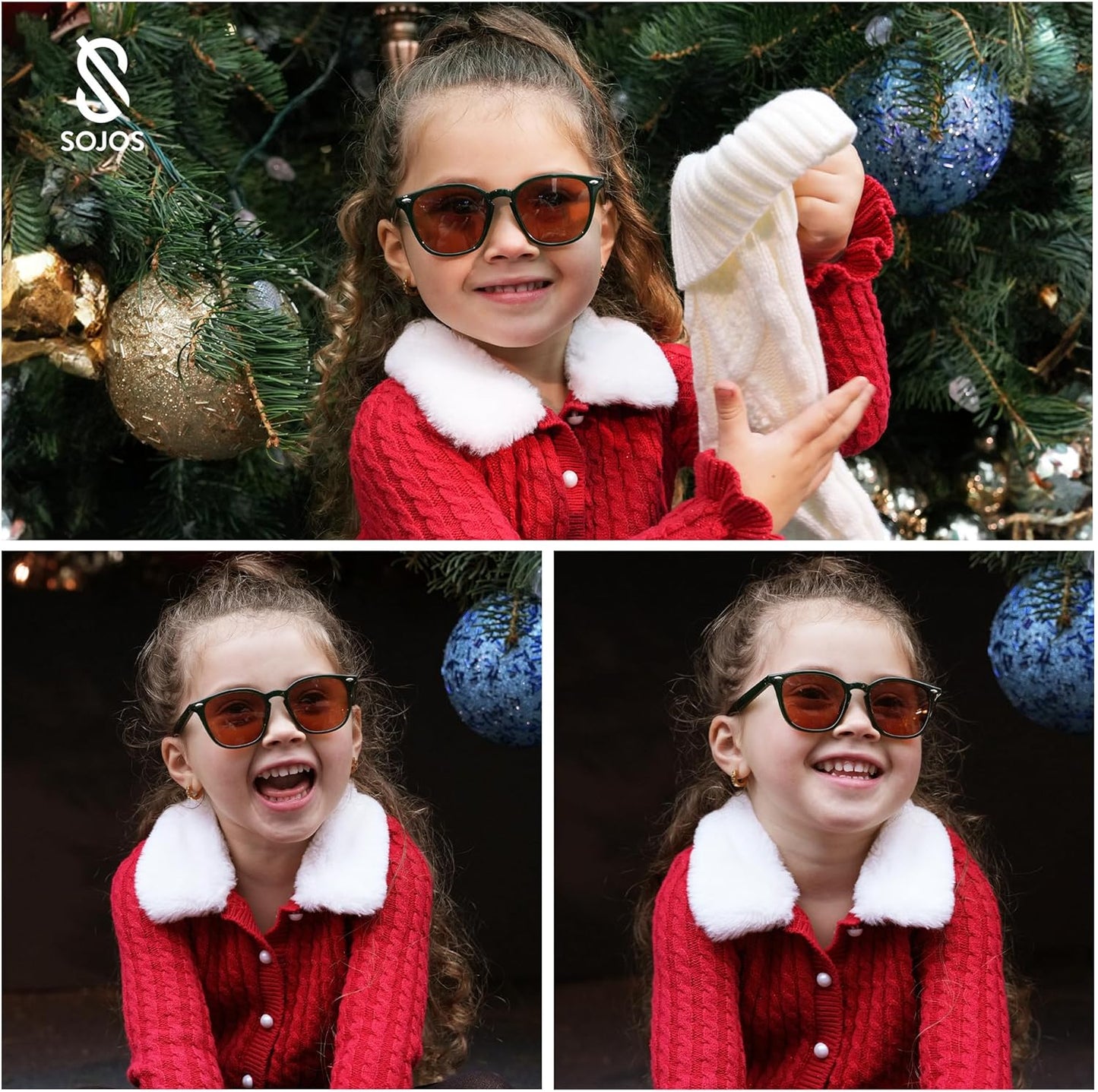 SOJOS Retro Kids Square Polarized Sunglasses for Girls Boys Age 3-10 UV400 Protection De Sol Gafas SK5616