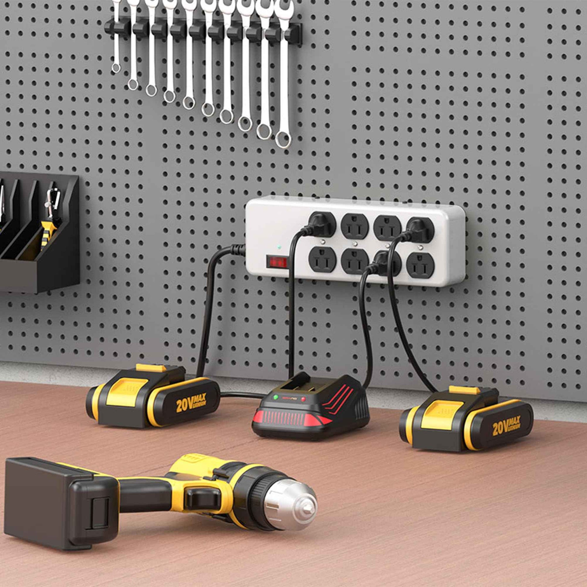 Heavy Duty Power Strip,Industrial Heavy Metal Case Surge Protector,8 AC Outlets,15Amp,2700 Joules,Protected' Indicator,14 Gauge Cord (Grey, 6FT Length)