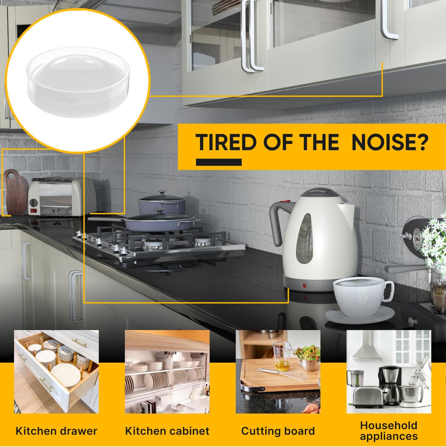 74 Clear Silicone Bumpers & Wall Protectors – 5‑Shape Self‑Adhesive Pads for Cabinets, Doors, Drawers & Furniture – Noise Dampening & Surface Protection by Vellax