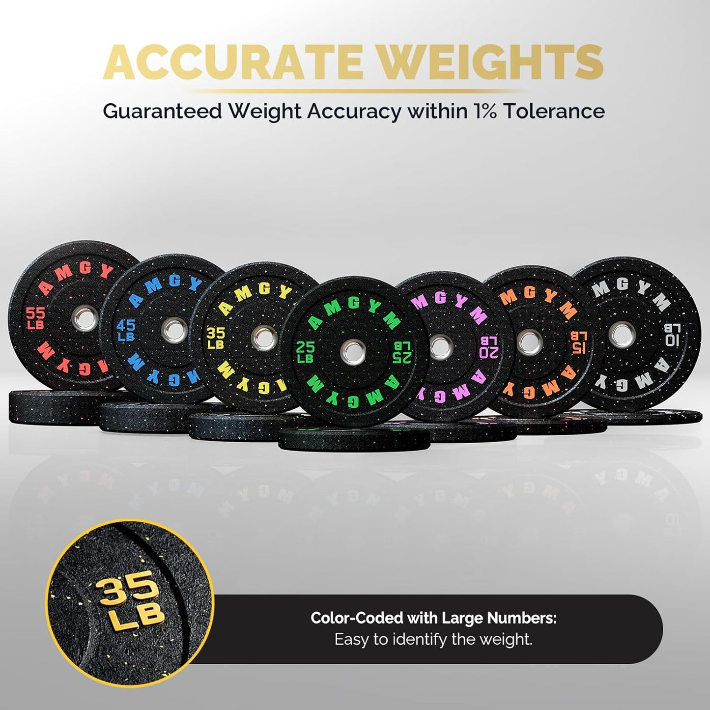 Skiennix 2-Inch Bumper Plates - Olympic Weight Plates Set for Home Gym | 10-650lbs, Multiple Colors