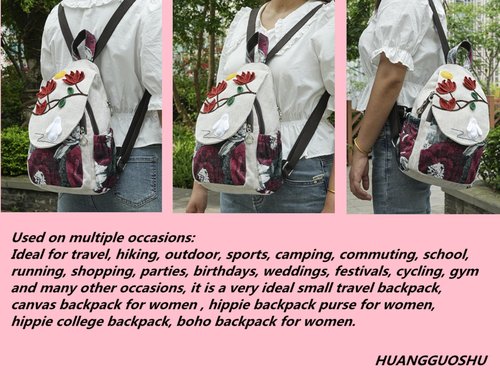 HUANGGUOSHU Bohemian Knit Backpack - Handcrafted, Stylish and Versatile Ideal Gift for Girls, Moms, and College Students Travel Essentials Mini Backpack for Women -Rabbit