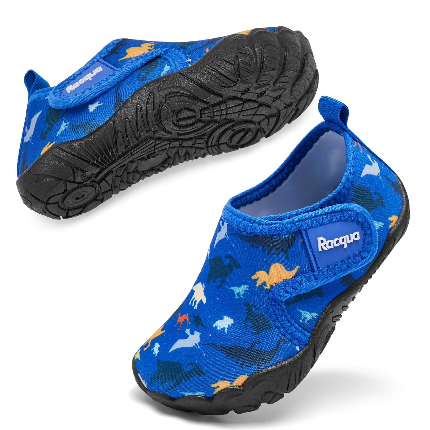 Racqua Toddler Boys Girls Water Shoes Slip-On Quick Dry Aqua Kids Shoes Barefoot Breathable Swim Lightweight Beach Shoes Toddler Blue Dinosaur 7