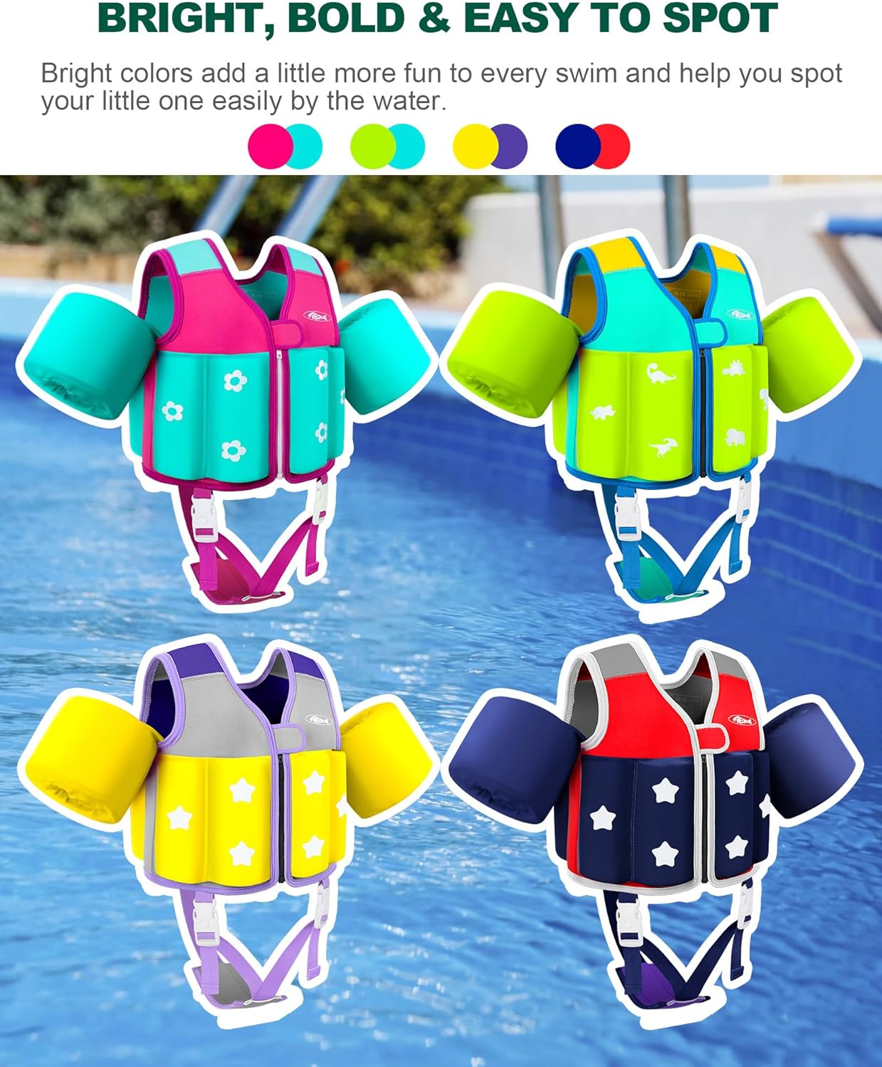 Skiennix Kids Swim Vest | Comfortable Float Jacket for Ages 1-9 | Bright Colors & Crotch Strap, 20-70 lbs