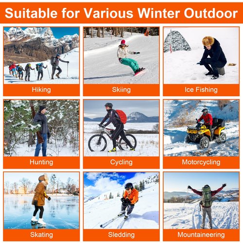 Heated Gloves for Men Women Rechargeable - 7.4V 6000mAH Battery Heated Work Ski Gloves Up to 10H Warmth, Touchscreen, 3-Level Adjustable, 10s Fast Heating, Electric Heated Gloves for Hunting Camping