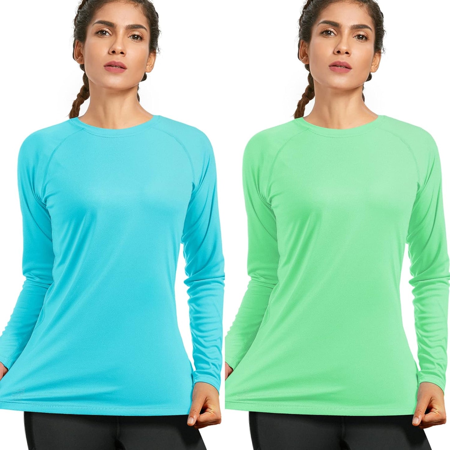 Skiennix Women's UPF 50+ Long Sleeve Workout Shirt - Quick Dry UV Sun Protection (Size: L)