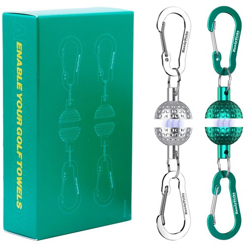 Handy Picks Magnetic Golf Towel Clip – Patented Mini Golf Ball Design – Convert Any Golf Towel with Eyelet into Magnetic Towel – Strong Magnet Holder for Cart, Bag & Clubs
