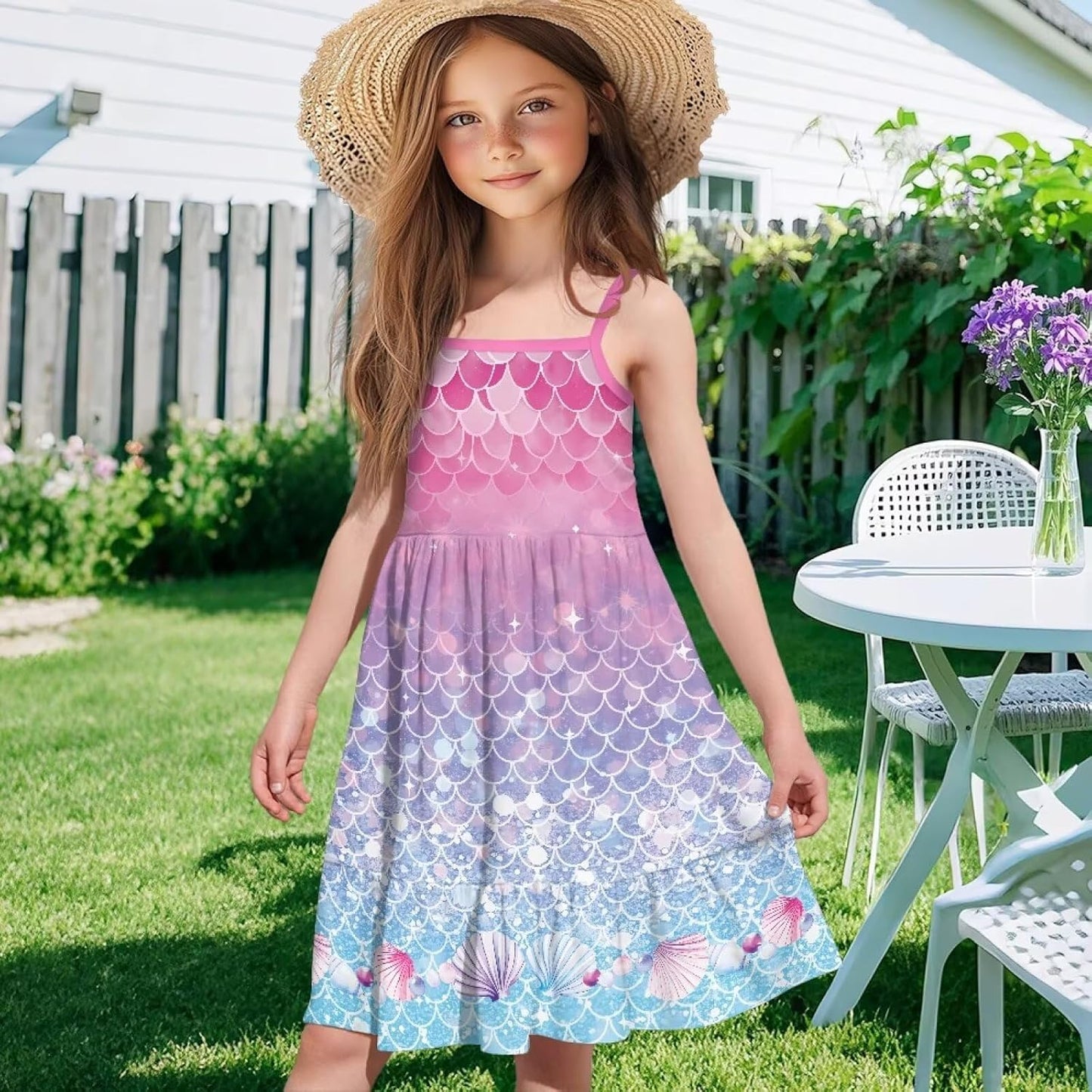 Youngerbaby Spaghetti Strap Midi Dress - Stylish Back to School Sundress for Toddler Girls 3-14T