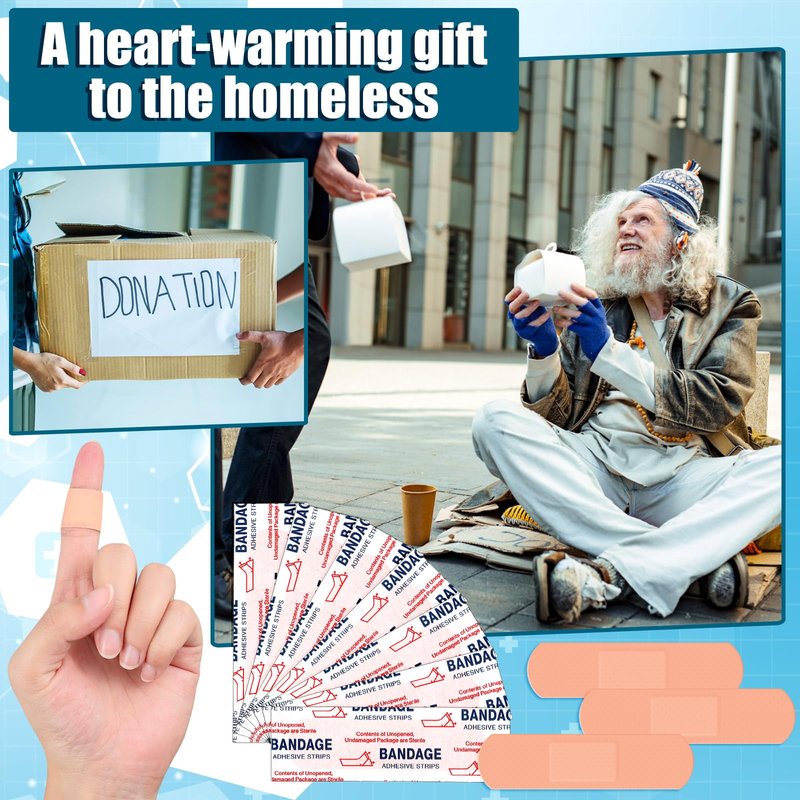 Timgle 1500 Pcs 3/4" x 3" Adhesive Bandages Bulk Waterproof Adhesive Breathable Bandages for Sensitive Skin School Nurses Businesses Travel First Aid Kits Homeless Care Supplies Donations