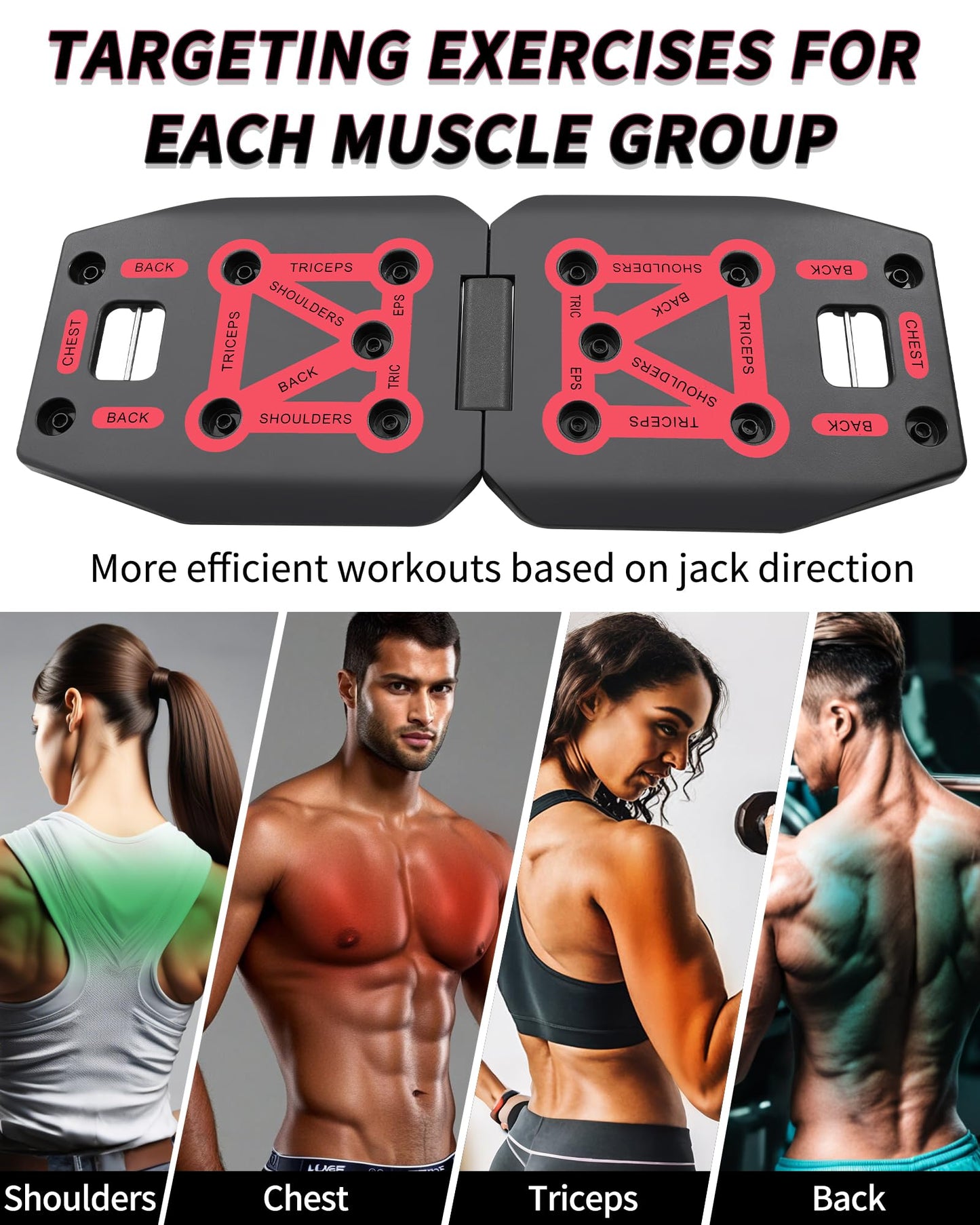 LAKXSF Work out Push up Board for Home Gym, Pilates Workout Exercise Resistance Band Set with Handles, Pushup Board Gift for Men and Women, Essential Shoulder Strength Training Goods Equipment Kit