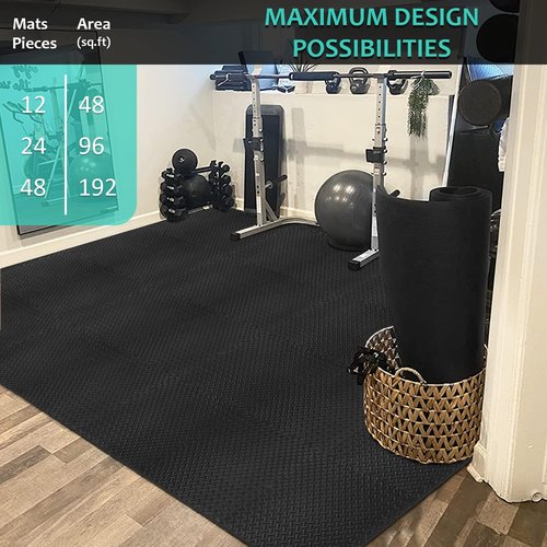 BEAUTYOVO Interlocking Foam Gym Mats - 24'' x 24'' EVA Puzzle Exercise Tiles for Protective Flooring