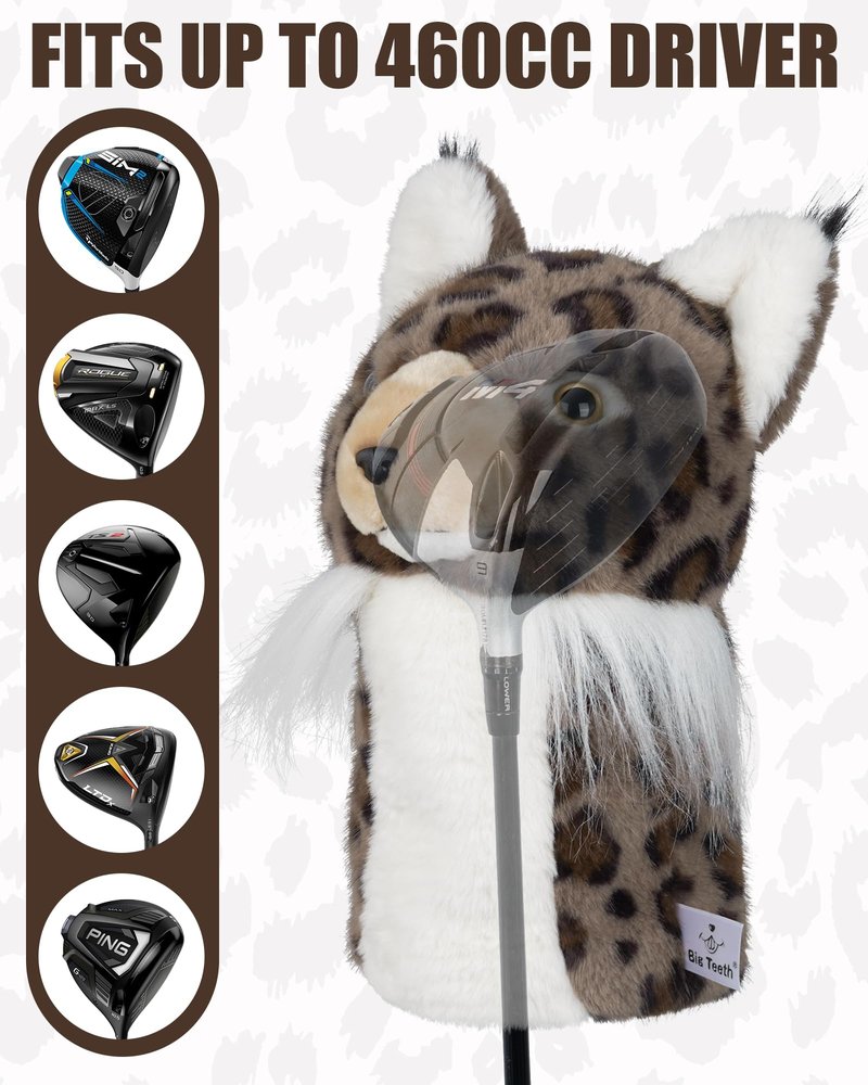 Lynx Animal Golf Club Head Cover Driver Headcover Fairway Wood Headcover Hybrid Club Head Covers, Lynx Woodland Golf Head Covers for Woods and Driver