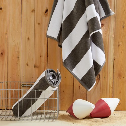 Market & Place 100% Cotton Velour Beach Towel Set - Ultra Soft, Plush & Highly Absorbent | 30" x 60" | Charcoal (4-Pack)