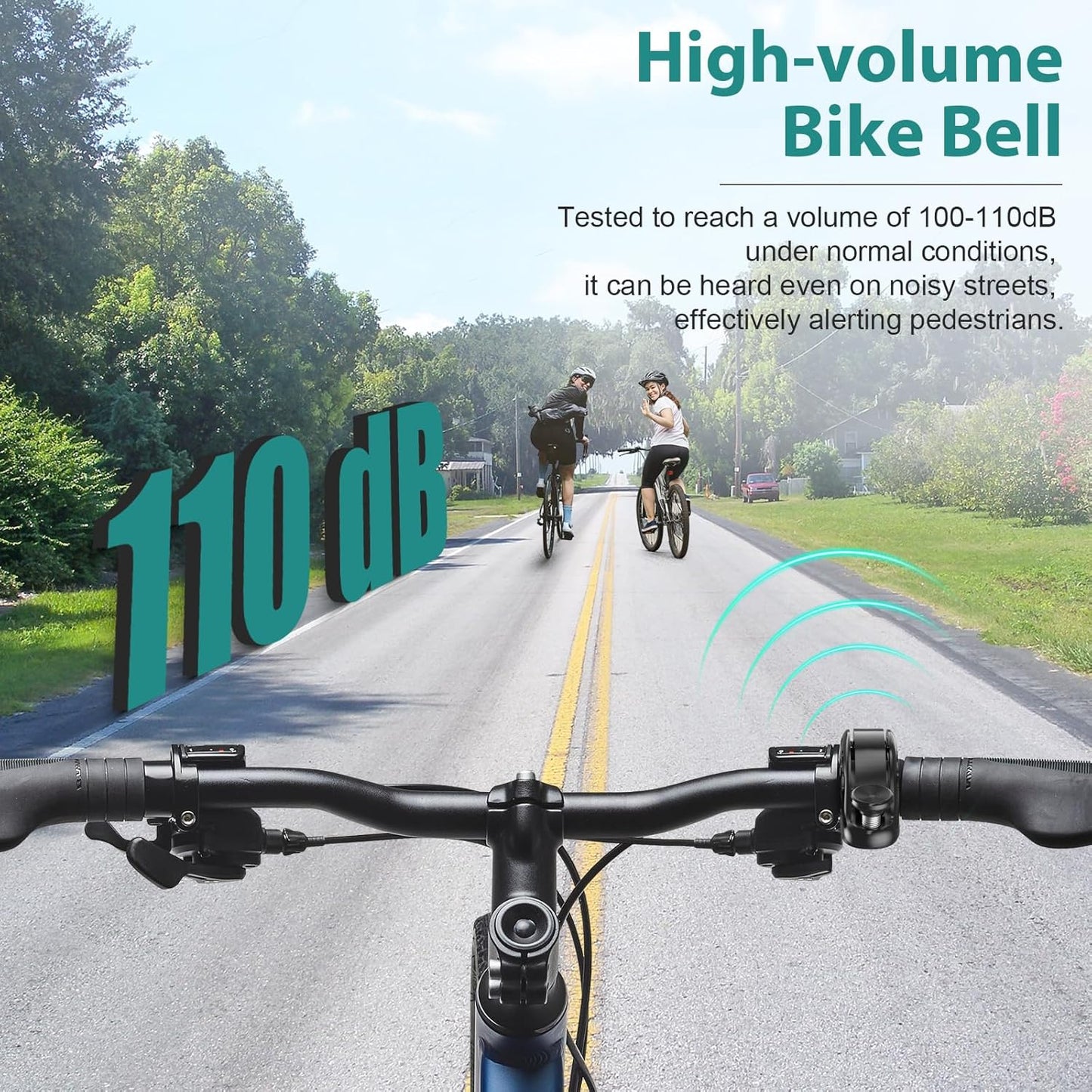 Topcrown Bike Bell - High-Volume Aluminum Alloy Bicycle Horn | 110 dB for Mountain & Road Bikes, Fits 22.2-31.8 mm Handlebars