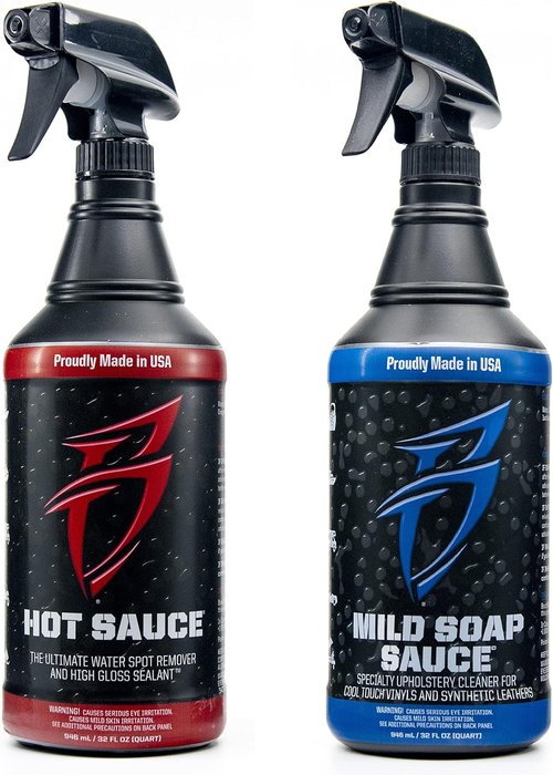 Boat Bling Hot Sauce - Premium Hard Water Spot Remover & Upholstery Cleaner | Two 32 oz Bottles