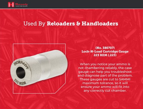Hornady Lock-N-Load Cartridge Gauge 223 REM (.224), 380707 - Reloading Supplies to Help Check Cases & Ammo Specifications-Caliber Specific, Cylindrical Precision Steel Gauges Fit SAAMI Tolerances