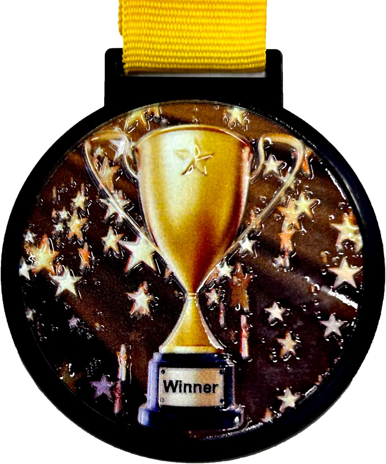 Regine Switzerland 10-Pack Champion Trophy Cups - 2.25 Inch Gold Medals with Neck Ribbons | Perfect for Awards & Events