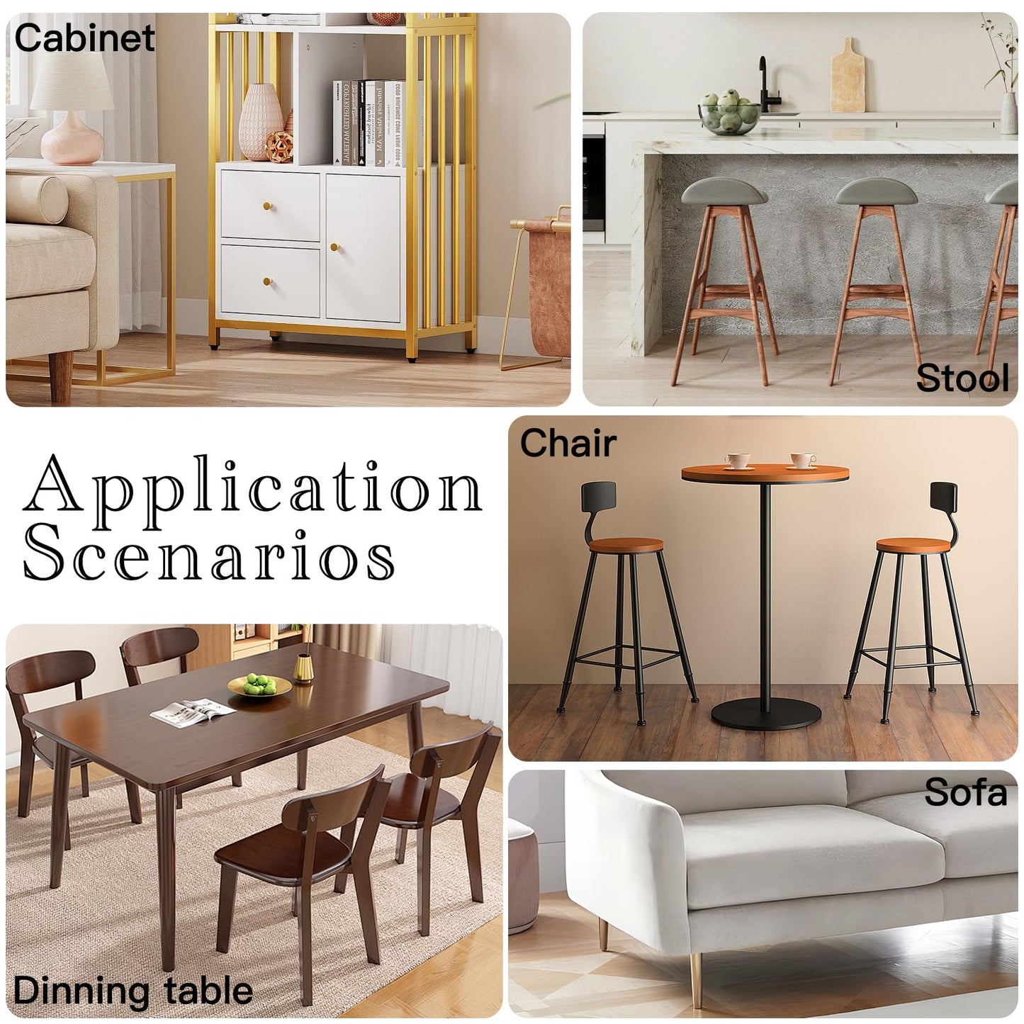 suiwotin 4pcs 1-1/2 Inch Round Chair Leg Tips Caps, Non-Slip Rubber Chair Leg Floor Protectors, White Furniture Leg Caps Fit for 1.45"-1.5" (37-38mm) Diameter Round Feet