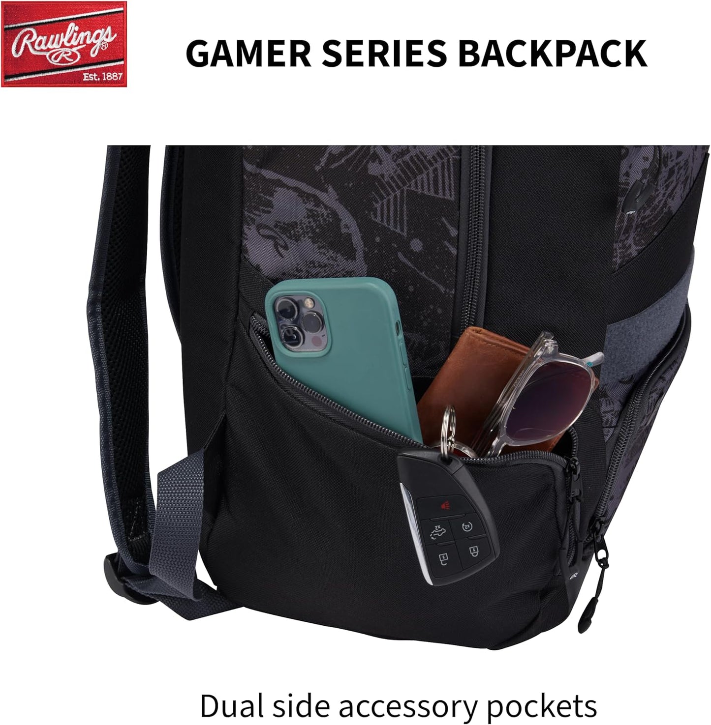 Rawlings Gamer Series Backpack - Durable Equipment Bag for Baseball & Softball | Multiple Colors