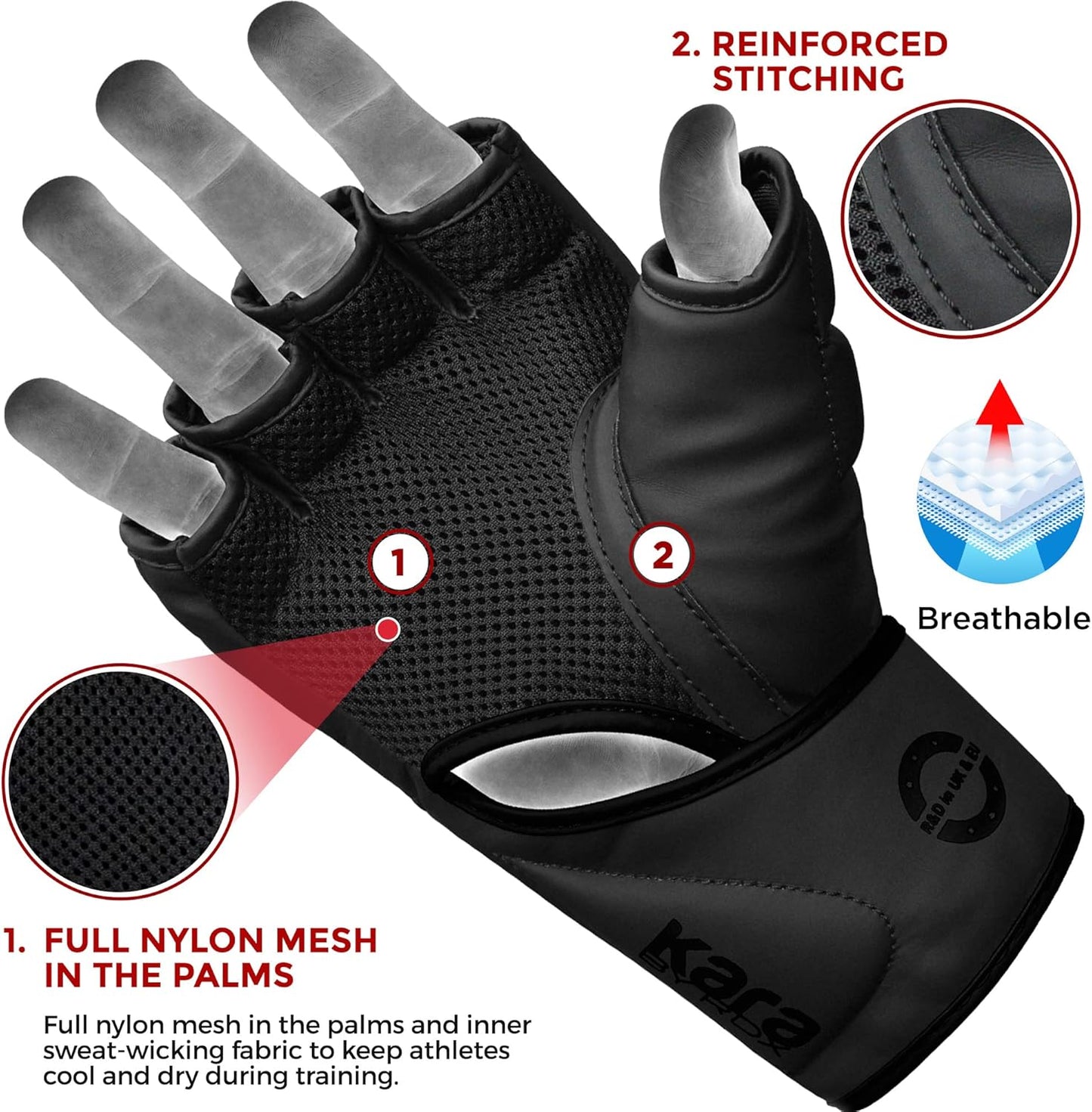 RDX MMA Gloves - Pre-Curved Mixed Martial Arts Mitts for Men & Women | Maya Hide Leather for Combat Sports Training