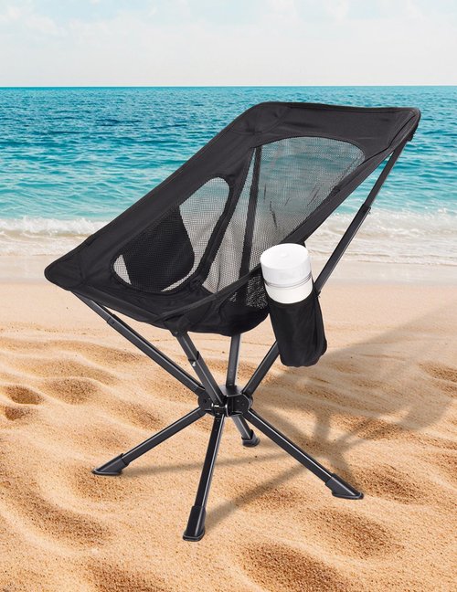 Docusvect Portable Chairs for Adults Foldable, Fast Setup, Lightweight & Small Folding Chair with Cup Holder, Side Pocket and Carry Bag - Support 350 LBS