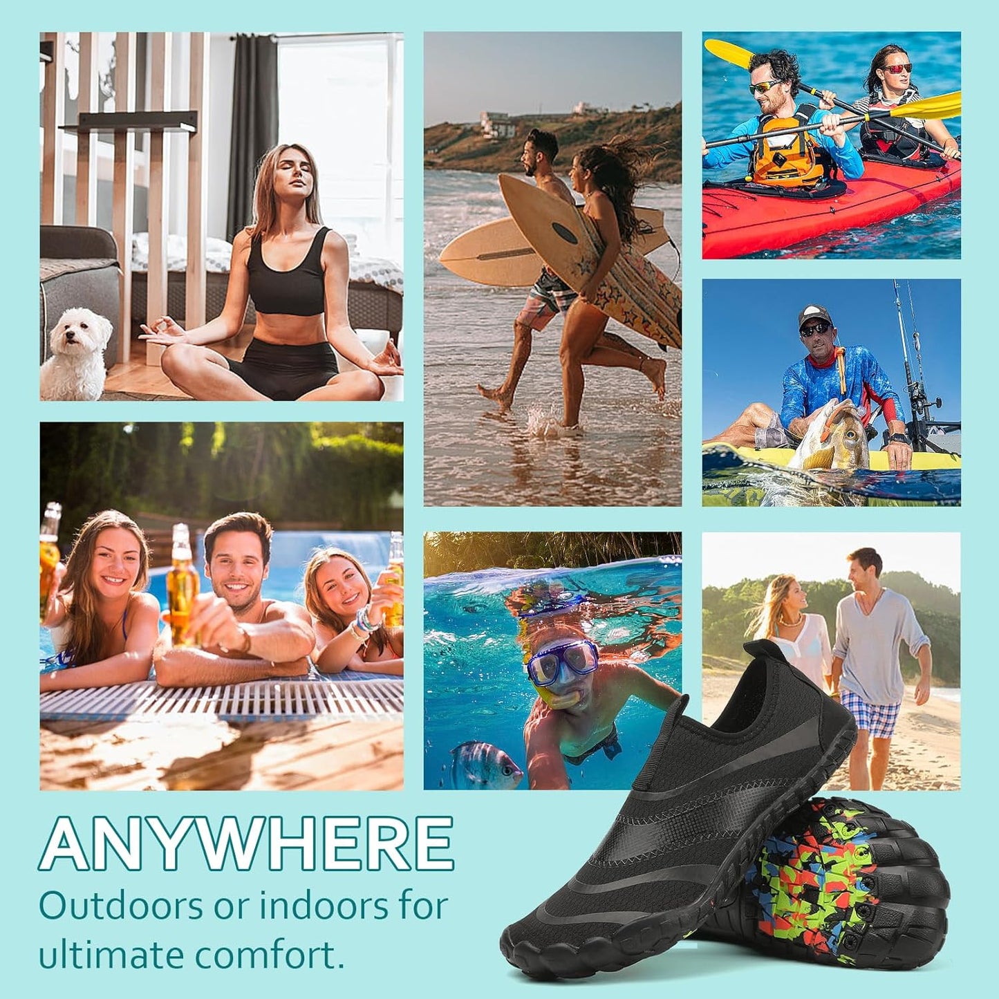 Skiennix Water Shoes - Quick-Dry Aqua Socks for Men & Women | Ideal for Beach, Pool & Water Sports